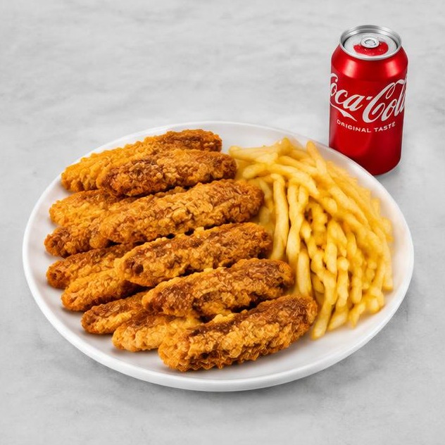 Includes fries and your choice of can soda