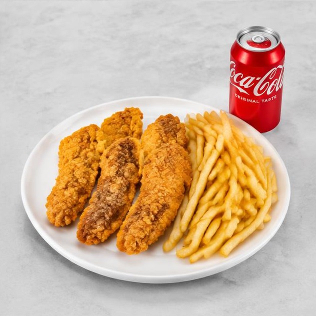 Includes fries and your choice of can soda